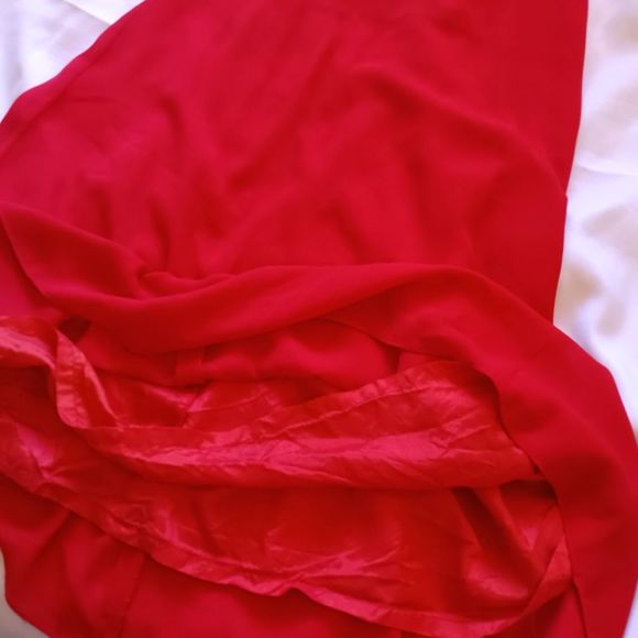 Tim's Paris 90s Red Formal Sheer Holiday Party Rhinestones Flowers Dress Small - Picture 5 of 11